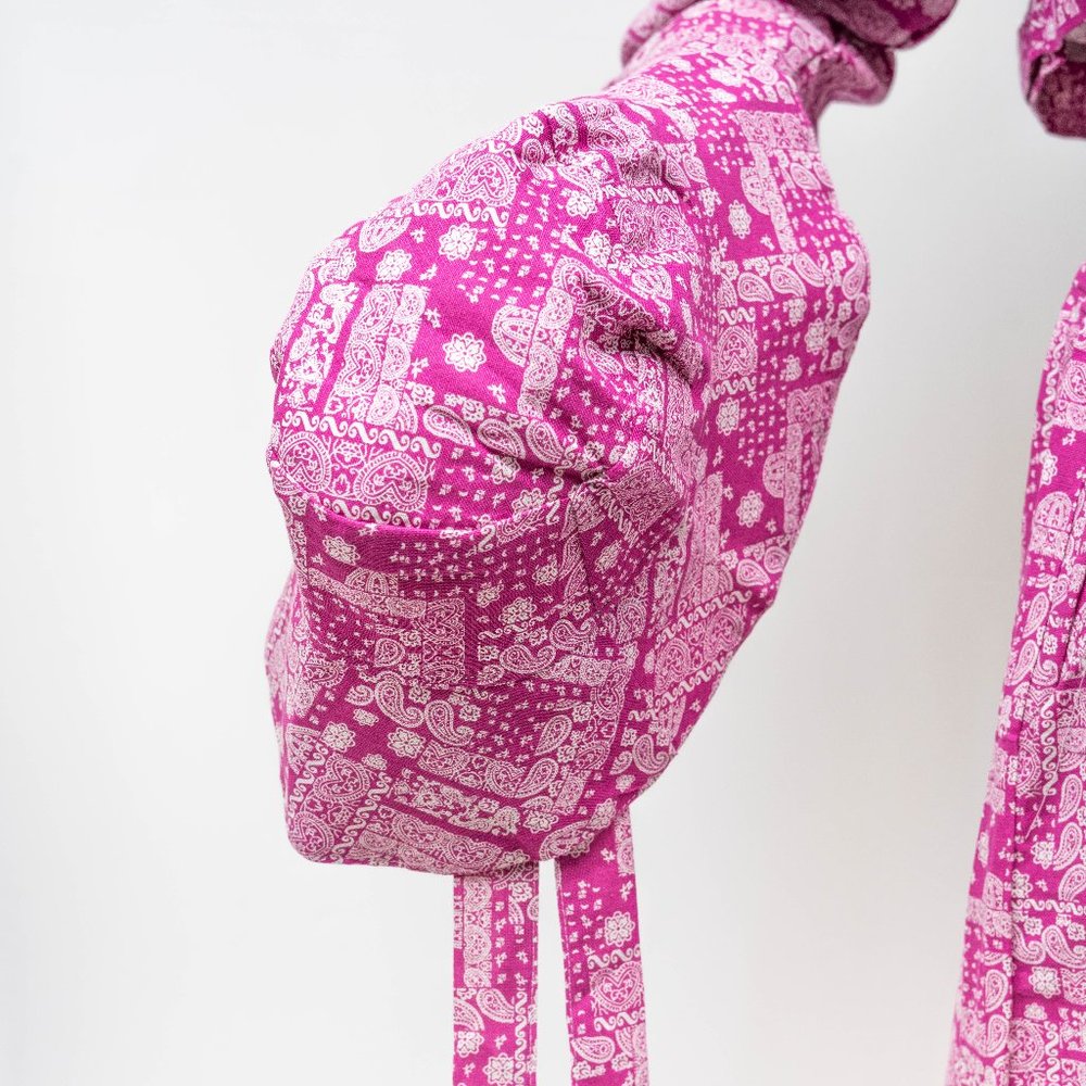 Women's Three Piece Paisley Pink Pattern Crop Jacket and Loose Pants Handmade - Picture 5 of 11
